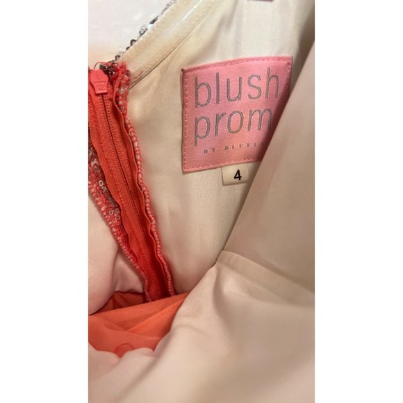 Blush Prom Coral Strapless Dress - Picture 4 of 9